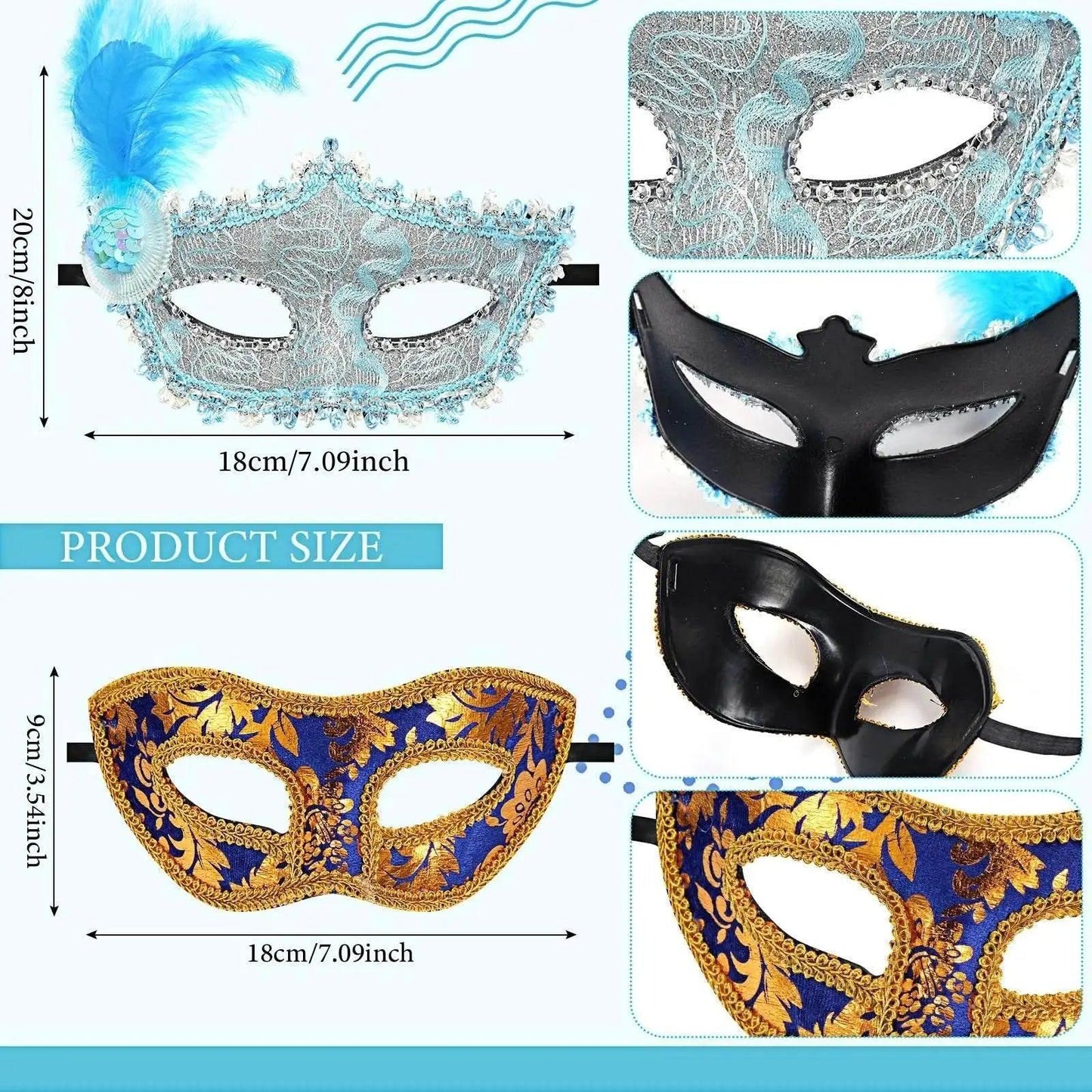  Elegant Mardi Gras Masks Venice Style Set Toyland EU -  ToylandEU™