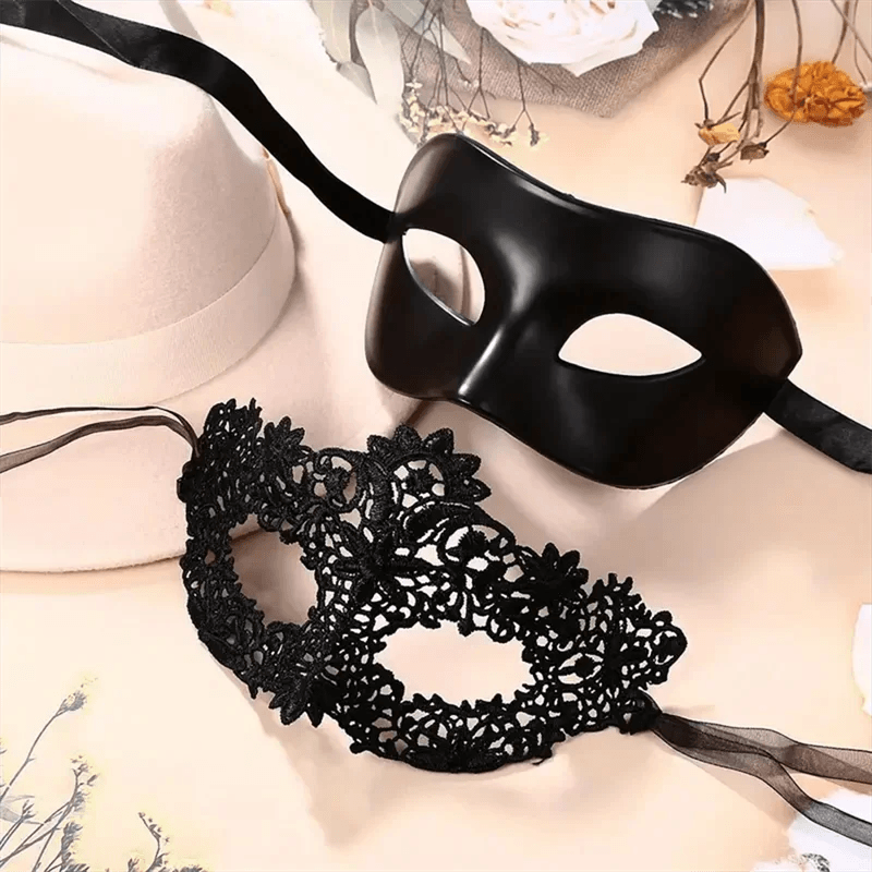 Elegant Masquerade Eye Mask Black Lace For Couples Events - ToylandEU