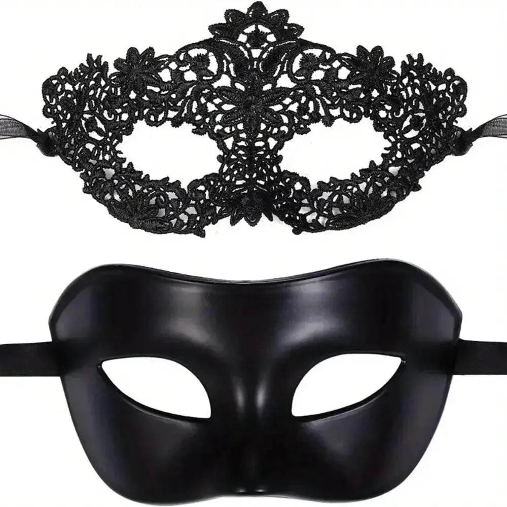  Elegant Masquerade Mask Set Black Lace 2pc Toyland EU -  ToylandEU™