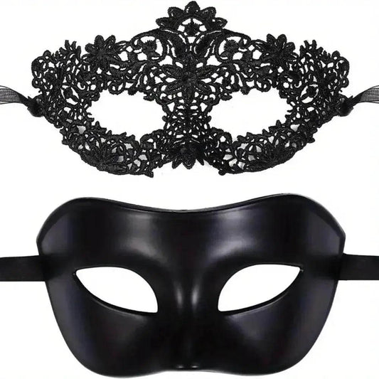  Elegant Masquerade Mask Set Black Lace 2pc Toyland EU -  ToylandEU™