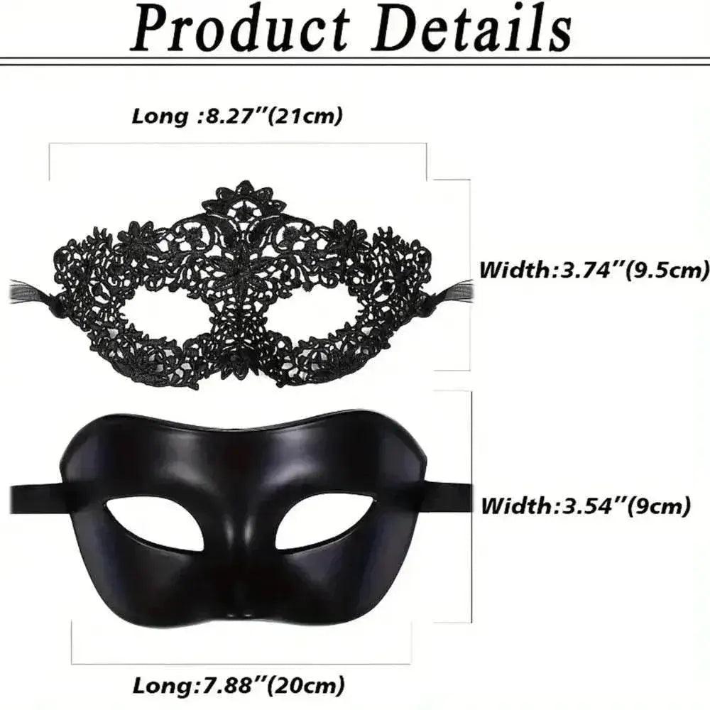  Elegant Masquerade Mask Set Black Lace 2pc Toyland EU -  ToylandEU™