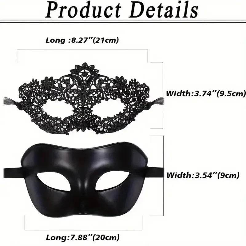 Elegant Masquerade Mask Set Black Lace For Couples Parties - ToylandEU
