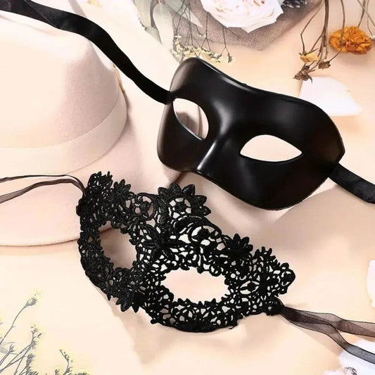Elegant Masquerade Mask Set Black Lace For Couples - ToylandEU