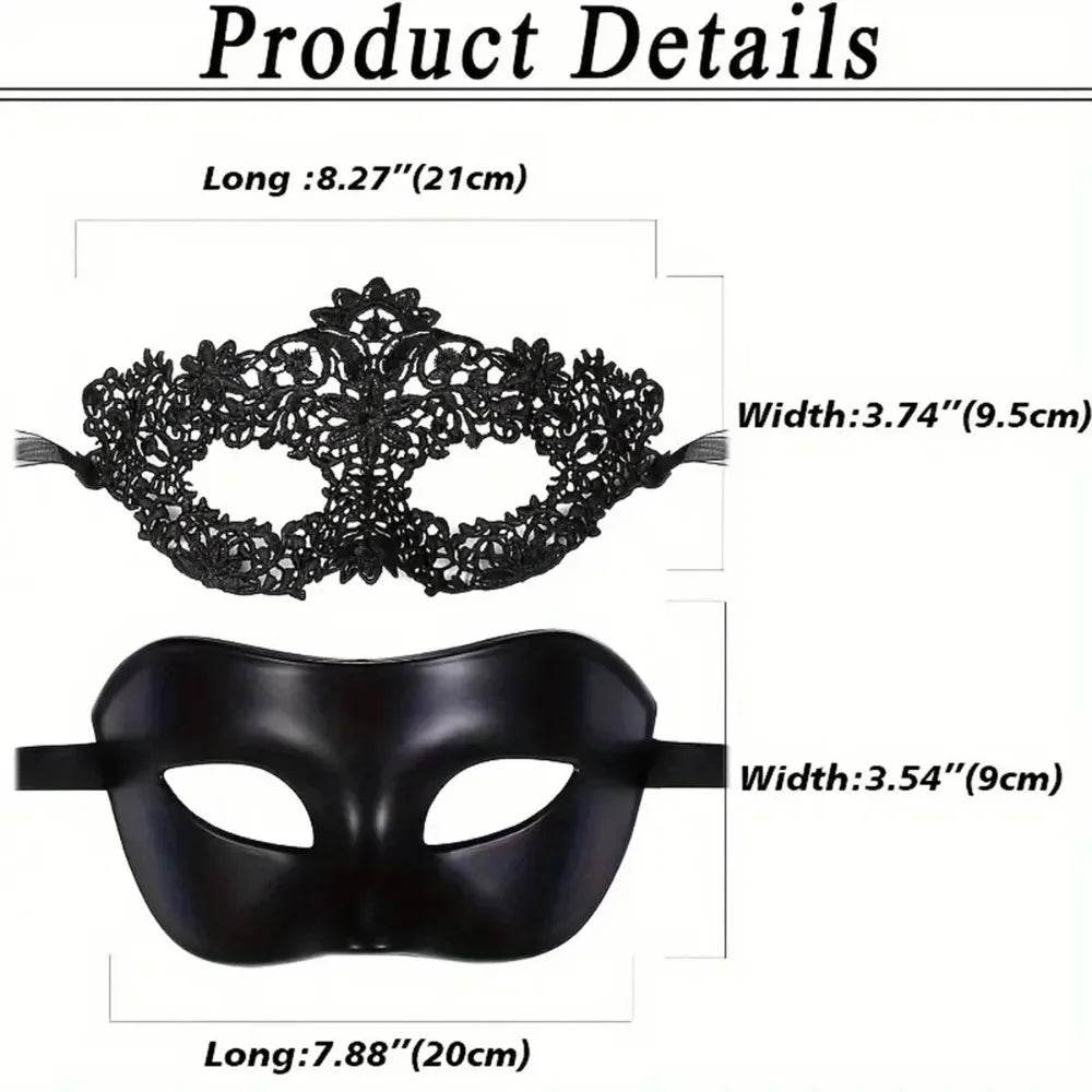 Elegant Masquerade Mask Set Black Lace For Couples - ToylandEU