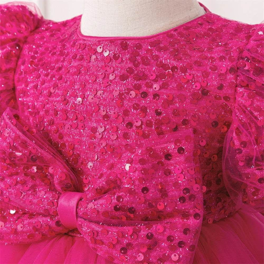 Elegant Party Dress For Baby Girls With Flying Sleeve Butterfly Flower Embroidery For First Birthday - ToylandEU