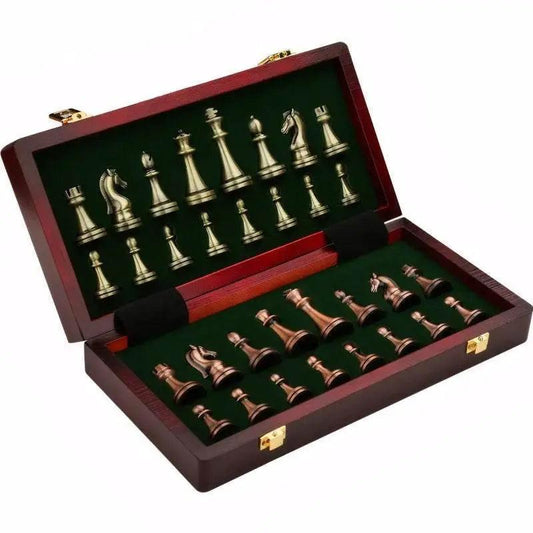  Elegant Premium Antique Bronze Chess Set with Wood Box -  ToylandEU™