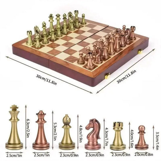  Elegant Premium Antique Bronze Chess Set with Wood Box -  ToylandEU™