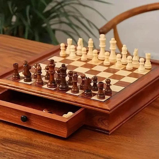  Elegant Premium Solid Wood Chess Set with Drawer Storage -  ToylandEU™