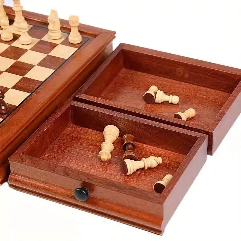  Elegant Premium Solid Wood Chess Set with Drawer Storage -  ToylandEU™