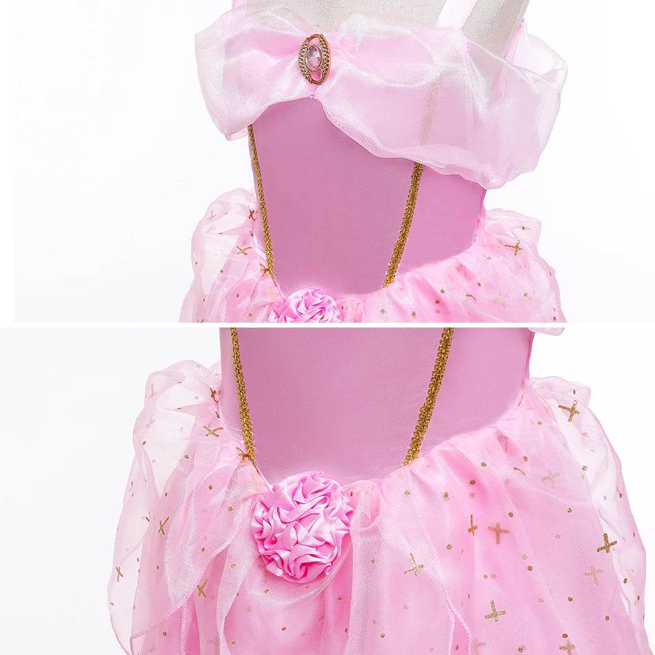 Elegant Princess Dress Floral Rose Print Girls 2-10Y - ToylandEU