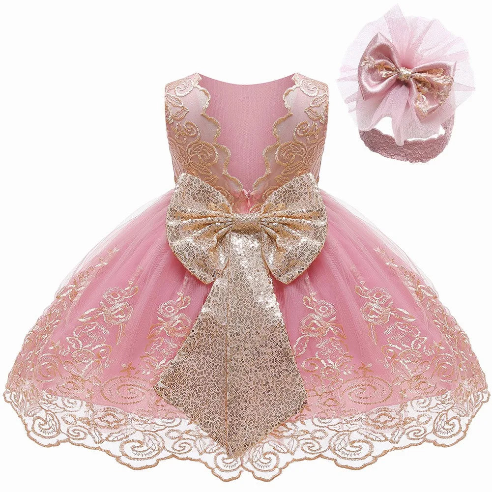 Elegant Princess Dress Tatting Lace Bow For 1 To 2 Years - ToylandEU