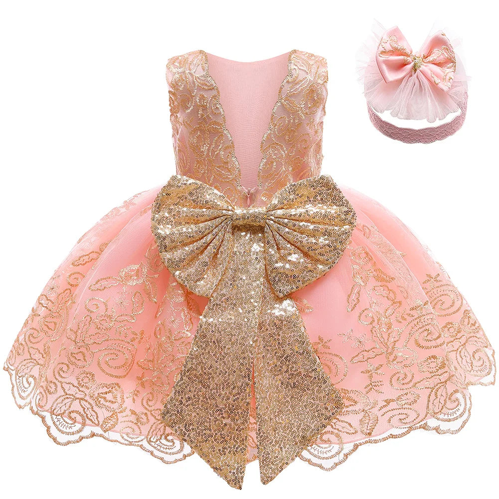 Elegant Princess Dress Tatting Lace Bow For 1 To 2 Years - ToylandEU