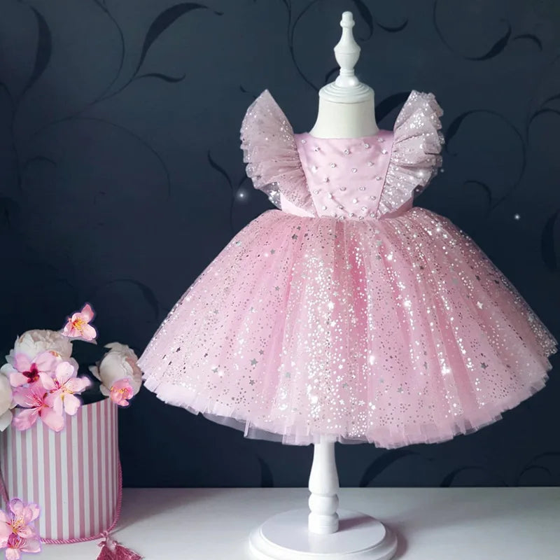 Elegant Princess Tutu Dress With Lace Trim For Girls 1-5T Prom Pageants Ceremonies Occasions - ToylandEU