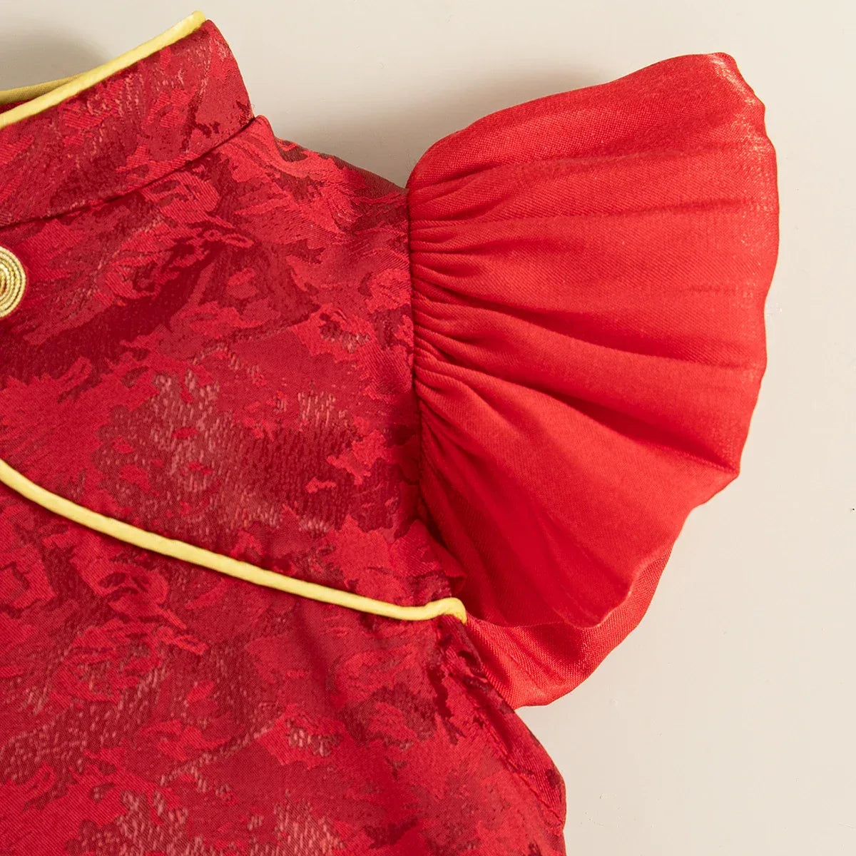 Elegant Qipao Dress Floral Jacquard With Chinese Knot Pendant For Baby Girls - ToylandEU