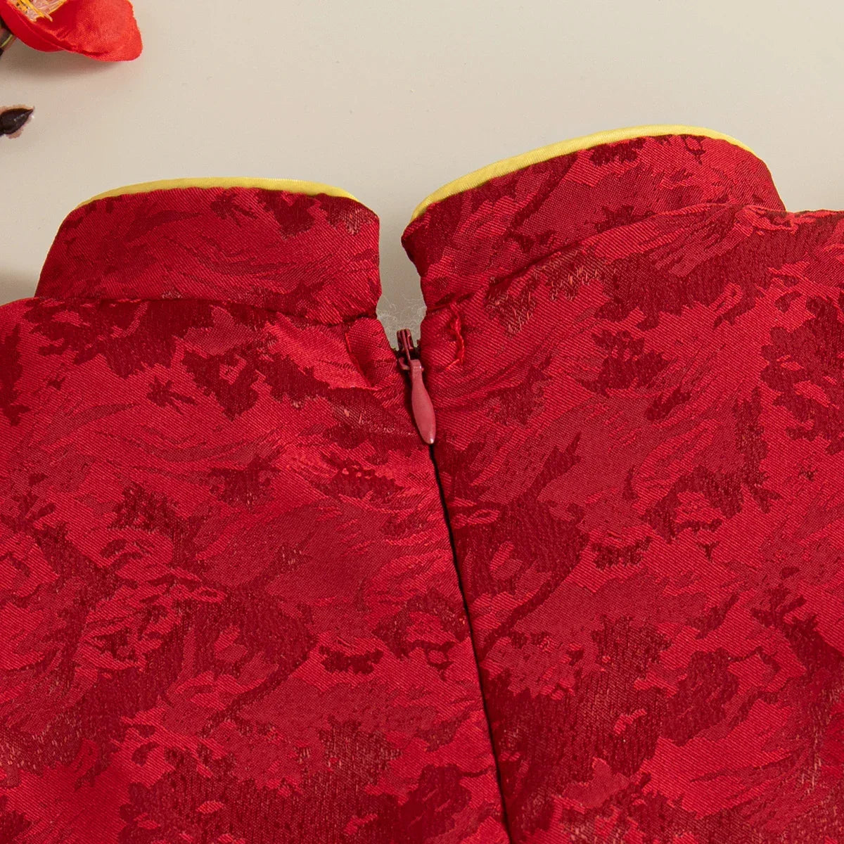 Elegant Qipao Dress Floral Jacquard With Chinese Knot Pendant For Baby Girls - ToylandEU