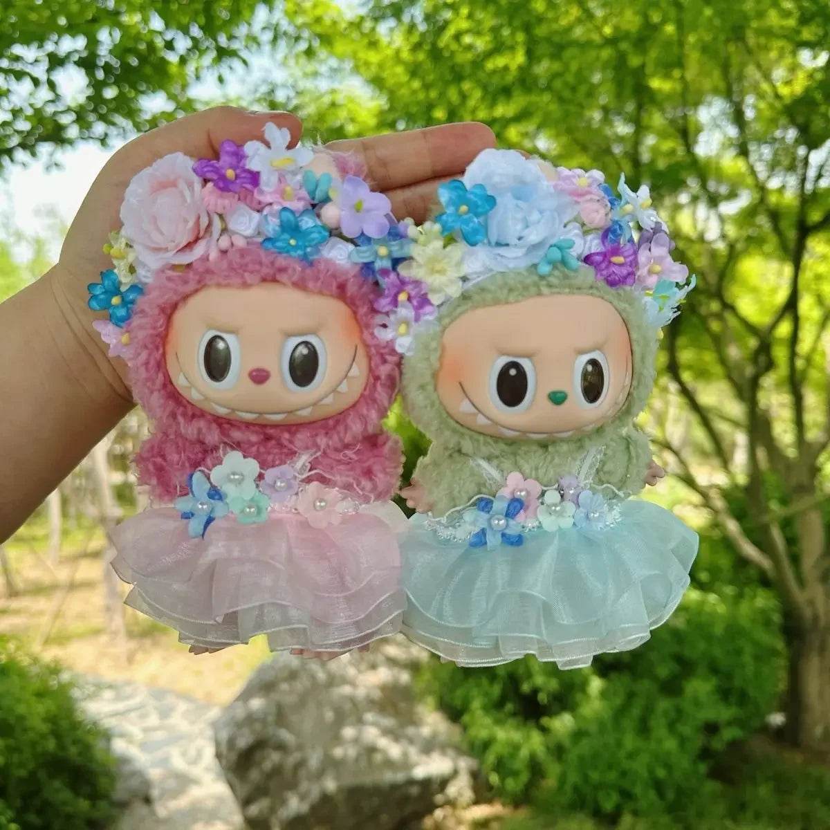 Elegant Qipao Dress With Hairpin For Labubu Dolls Featuring Summer Flower Design Labubu - ToylandEU