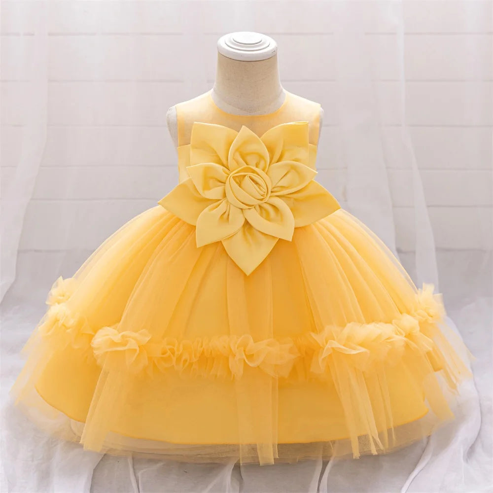 Elegant Tutu Dress For Baby Girls Floral Green With Big Flower For Parties And Weddings - ToylandEU