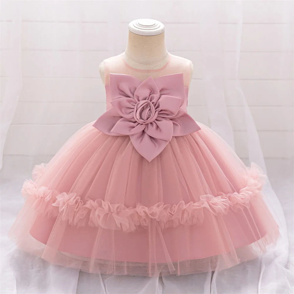 Elegant Tutu Dress For Baby Girls Floral Green With Big Flower For Parties And Weddings - ToylandEU
