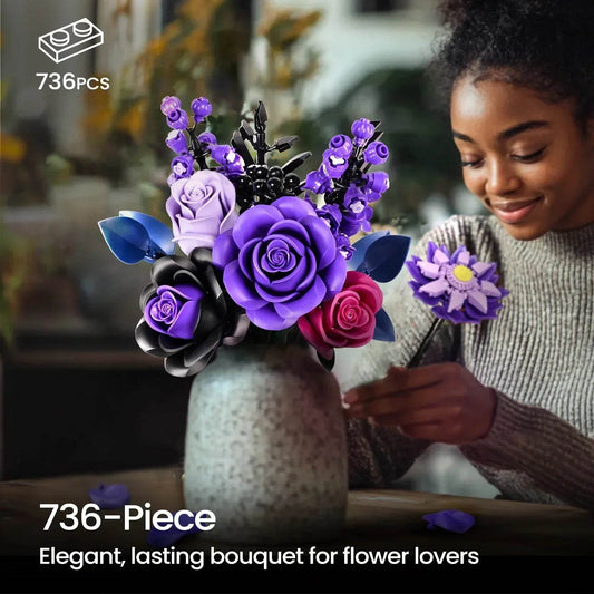 Elite Building Block Set Purple Rose Gothic Decor For Adults - ToylandEU