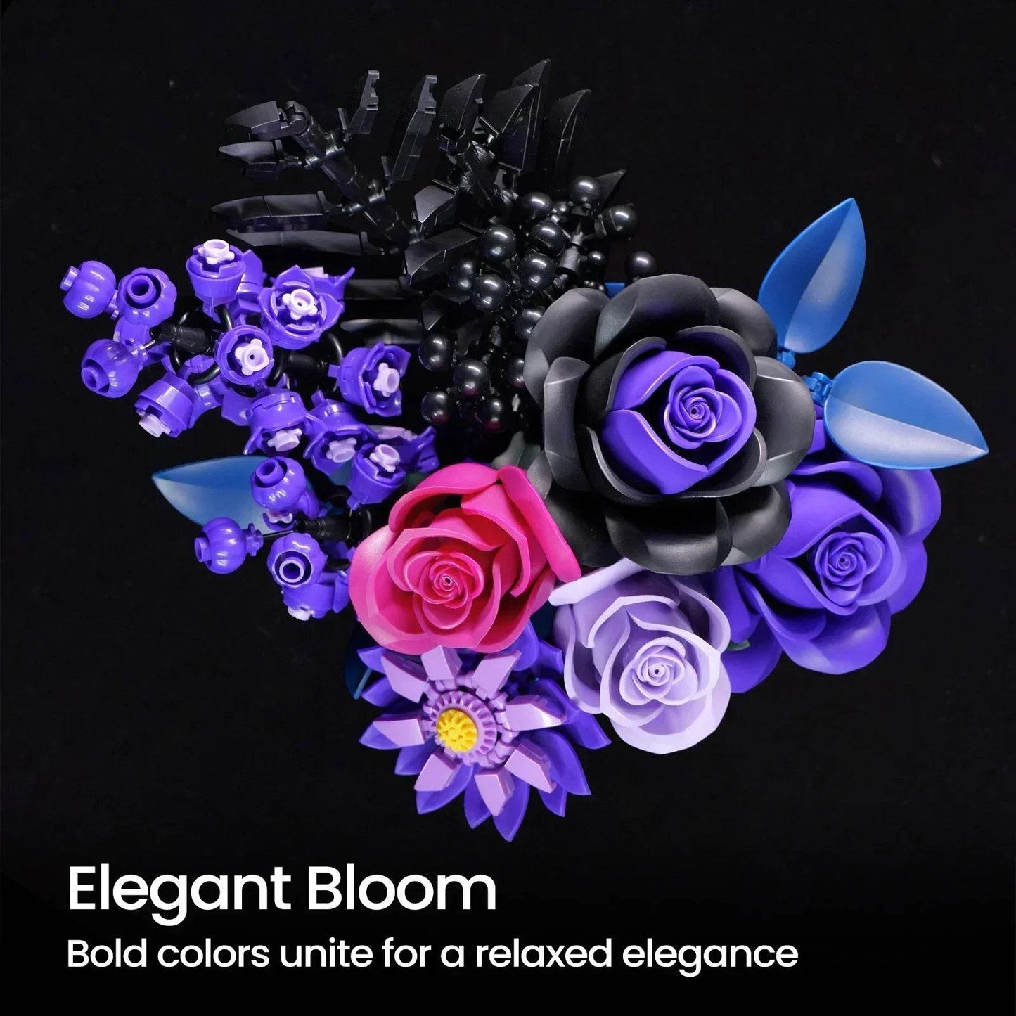 Elite Building Block Set Purple Rose Gothic Decor For Adults - ToylandEU