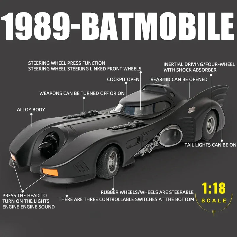 Elite Diecast Batmobile Scale Eighteen Model With Sound And Light For Boyfriend - ToylandEU