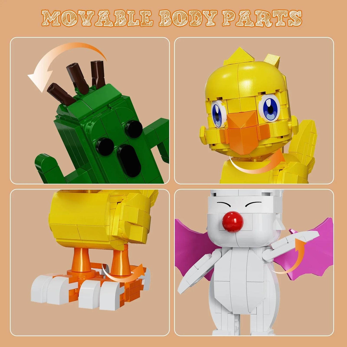Elite Lego Compatible 3In1 Chokobe Moogle Cactuar for Kids - ToylandEU
