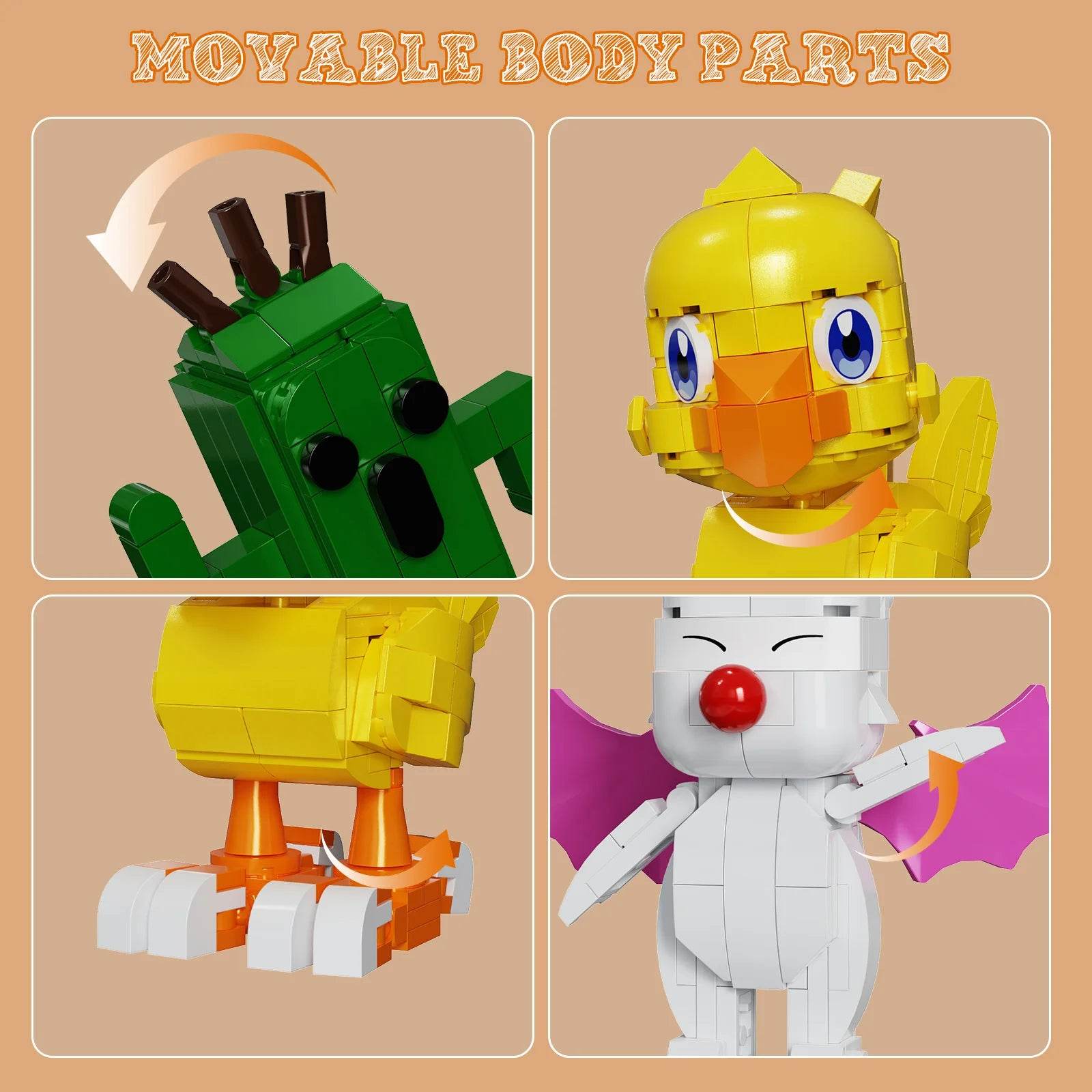 Elite Lego Compatible 3In1 Chokobe Moogle Cactuar for Kids - ToylandEU