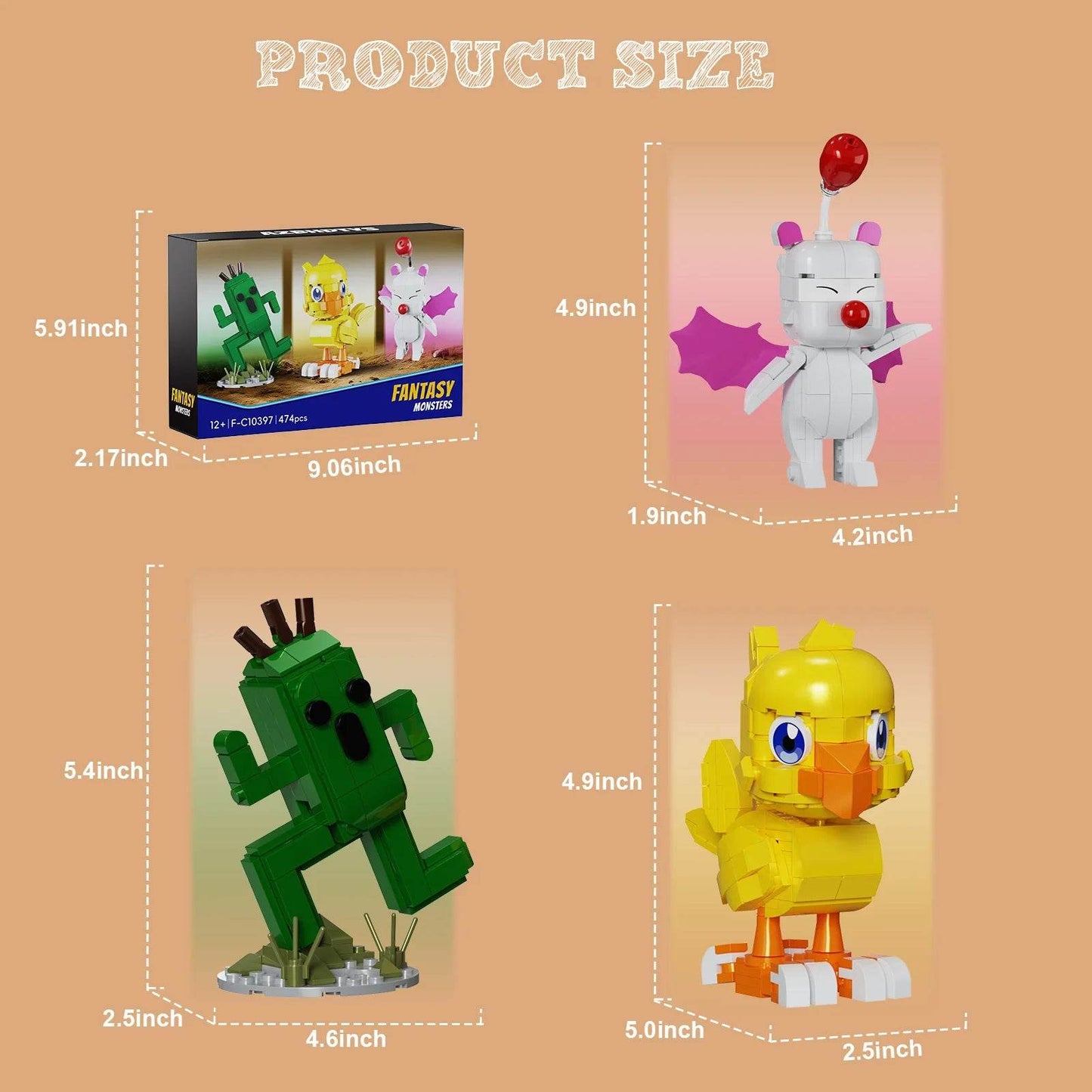 Elite Lego Compatible 3In1 Chokobe Moogle Cactuar for Kids - ToylandEU