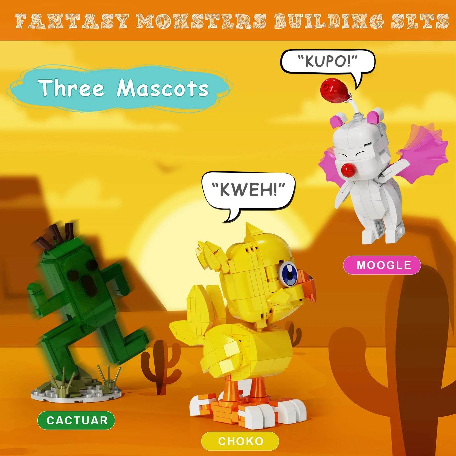 Elite Lego Compatible 3In1 Chokobe Moogle Cactuar for Kids - ToylandEU