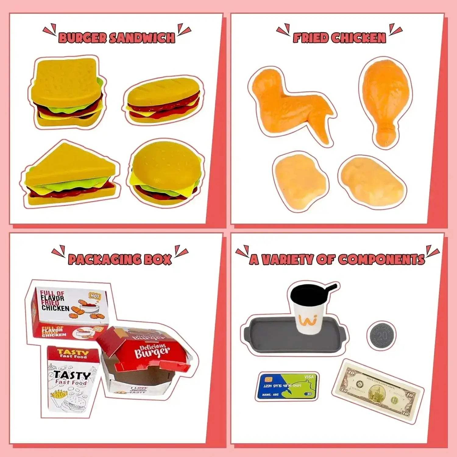  Elite Pretend Play Fast Food Toys 71PieceSet Toyland EU -  ToylandEU™