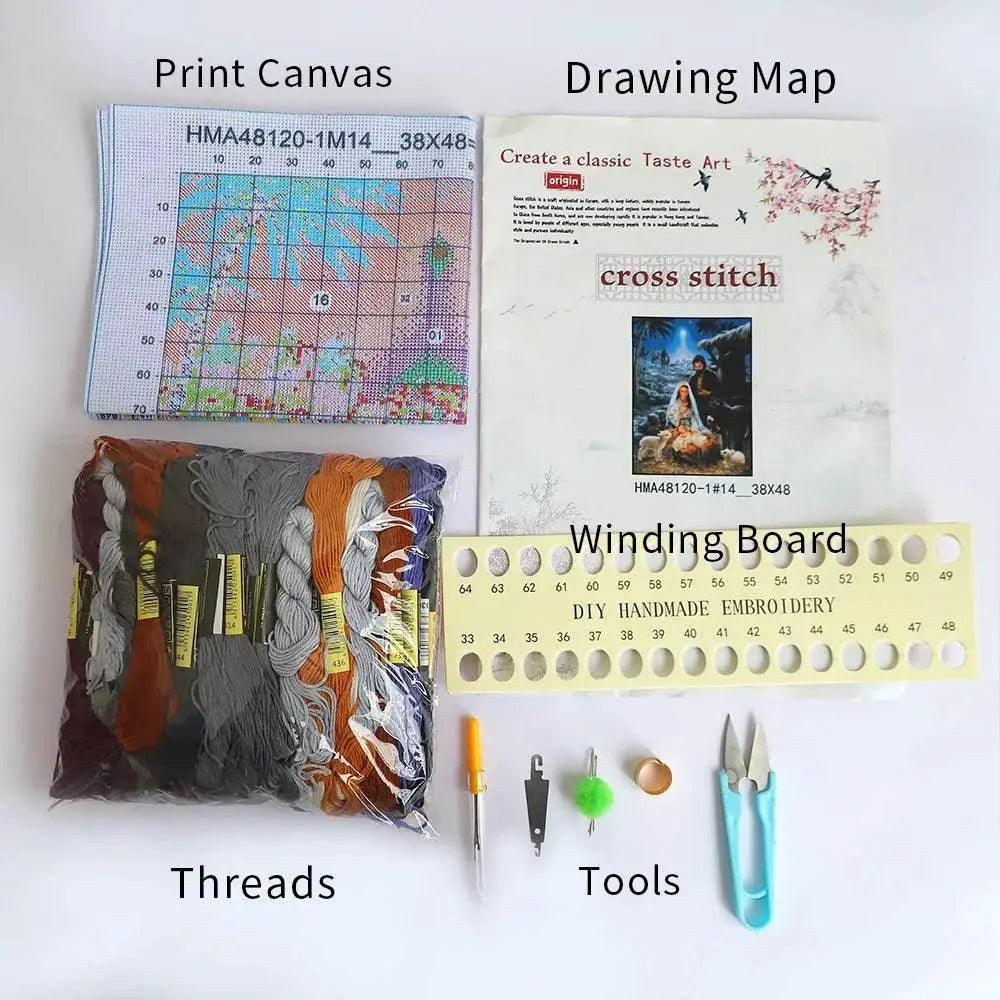  DMC Night Sky Landscape Embroidery Kit - DIY Cross Stitch Set with Printed Pattern for Handmade Art Crafts -  ToylandEU™