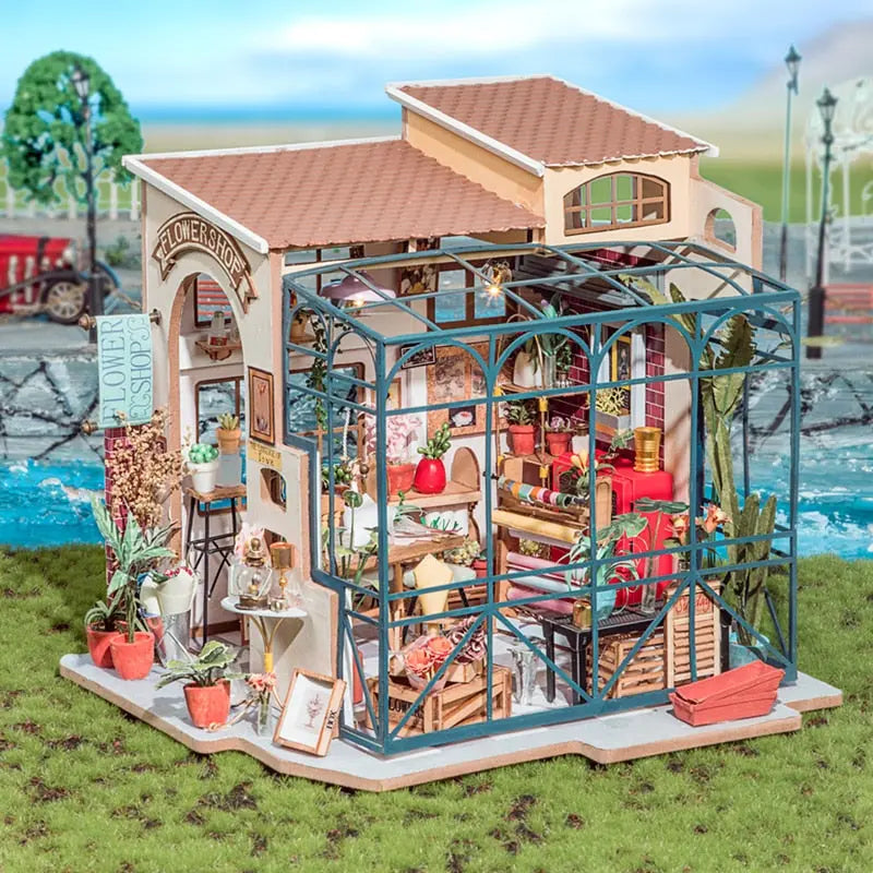 Emily's Flower Shop Miniature Dollhouse Kit with Furniture - Wooden DIY Toy Toyland EU Toyland EU