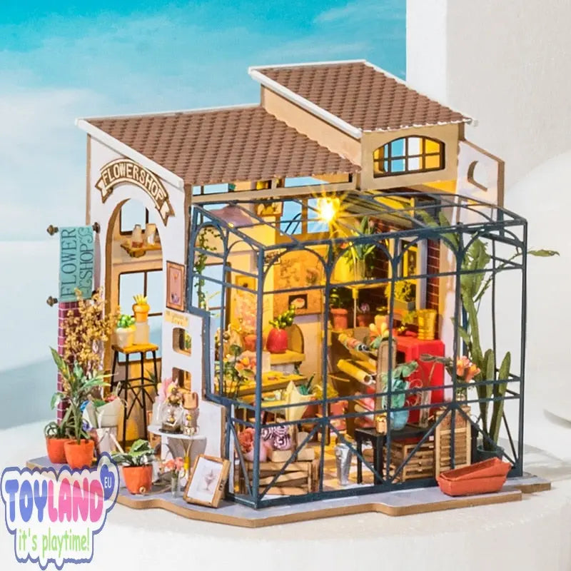 Emily's Flower Shop Miniature Dollhouse Kit with Furniture - Wooden DIY Toy Toyland EU Toyland EU