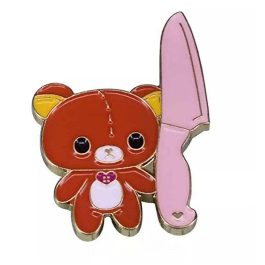  Enamel Pin Cute Bear With Knife Meme Durable Copper -  ToylandEU™