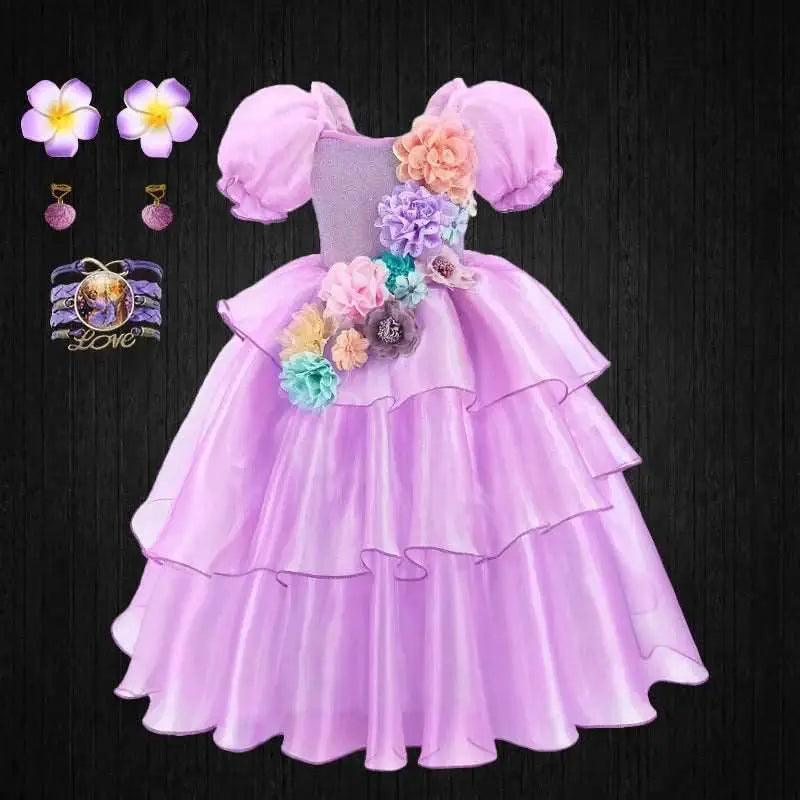  Enchanted Floral Puff Sleeve Tutu Dress for Girls - Cosplay & Halloween -  ToylandEU™