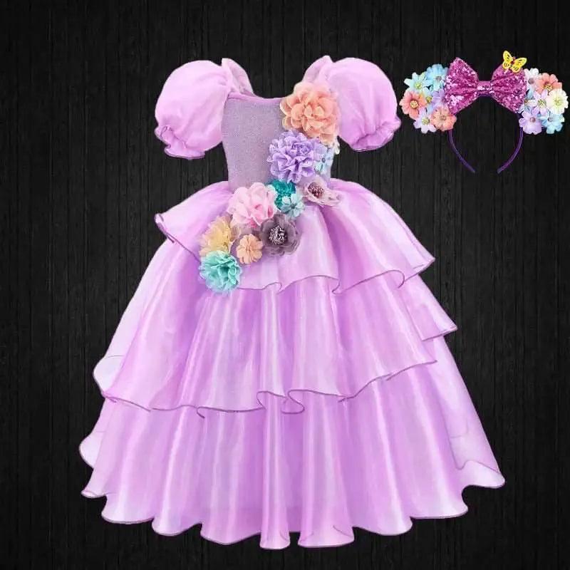  Enchanted Floral Puff Sleeve Tutu Dress for Girls - Cosplay & Halloween -  ToylandEU™