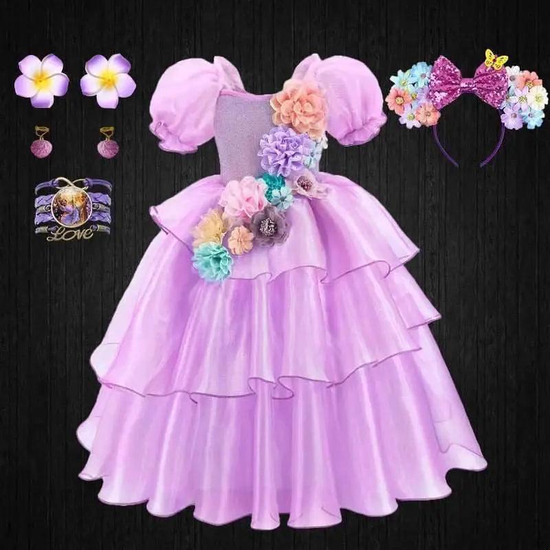 Enchanted Floral Puff Sleeve Tutu Dress for Girls - Cosplay & Halloween -  ToylandEU™
