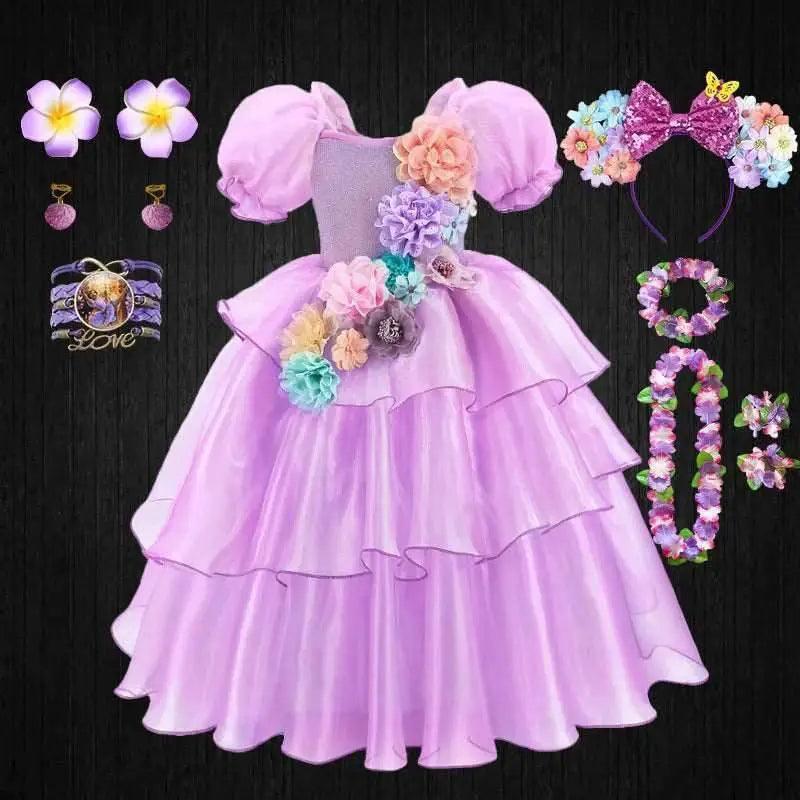  Enchanted Floral Puff Sleeve Tutu Dress for Girls - Cosplay & Halloween -  ToylandEU™