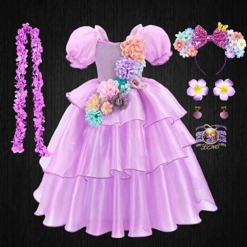  Enchanted Floral Puff Sleeve Tutu Dress for Girls - Cosplay & Halloween -  ToylandEU™
