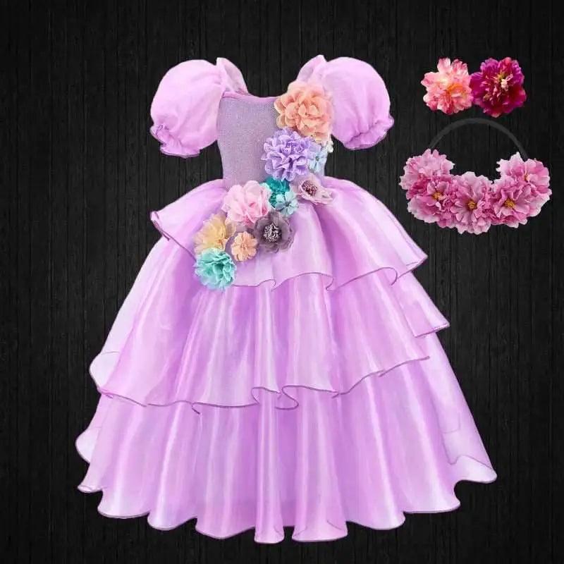  Enchanted Floral Puff Sleeve Tutu Dress for Girls - Cosplay & Halloween -  ToylandEU™