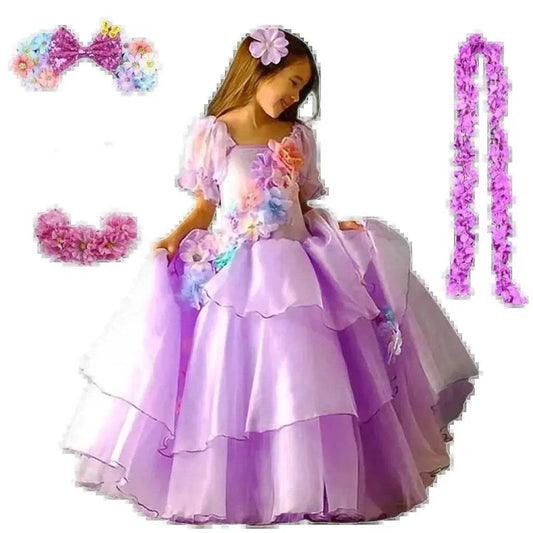 Enchanted Floral Puff Sleeve Tutu Dress for Girls - Cosplay & Halloween - ToylandEU