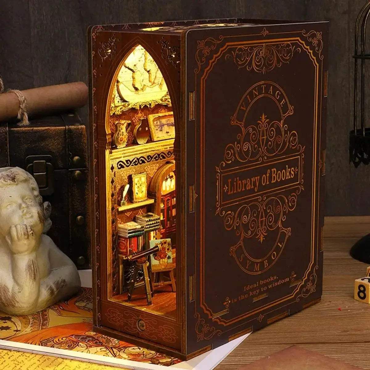  Enchanting 3D Wooden Book Nook Set with Sensor Light - Creative  -  ToylandEU™