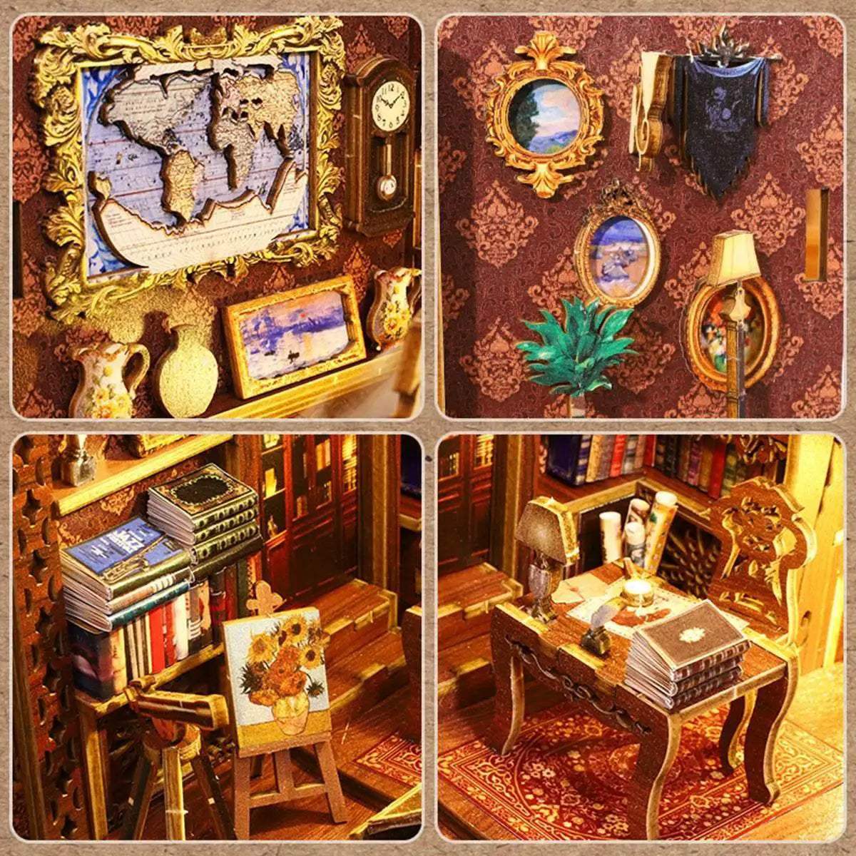  Enchanting 3D Wooden Book Nook Set with Sensor Light - Creative  -  ToylandEU™