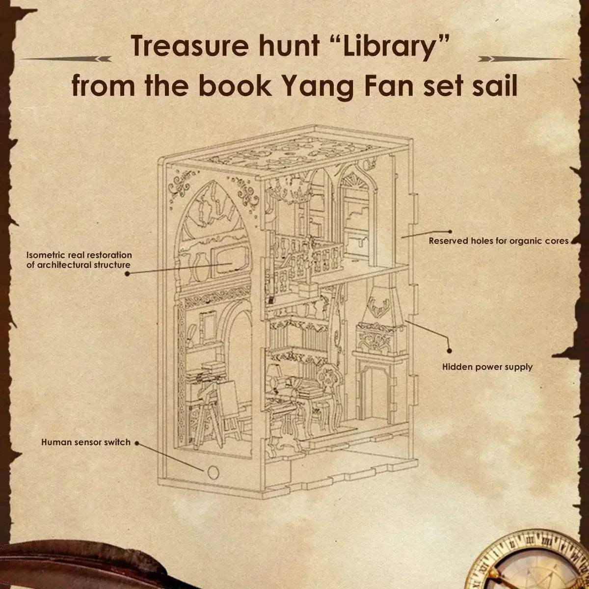  Enchanting 3D Wooden Book Nook Set with Sensor Light - Creative  -  ToylandEU™