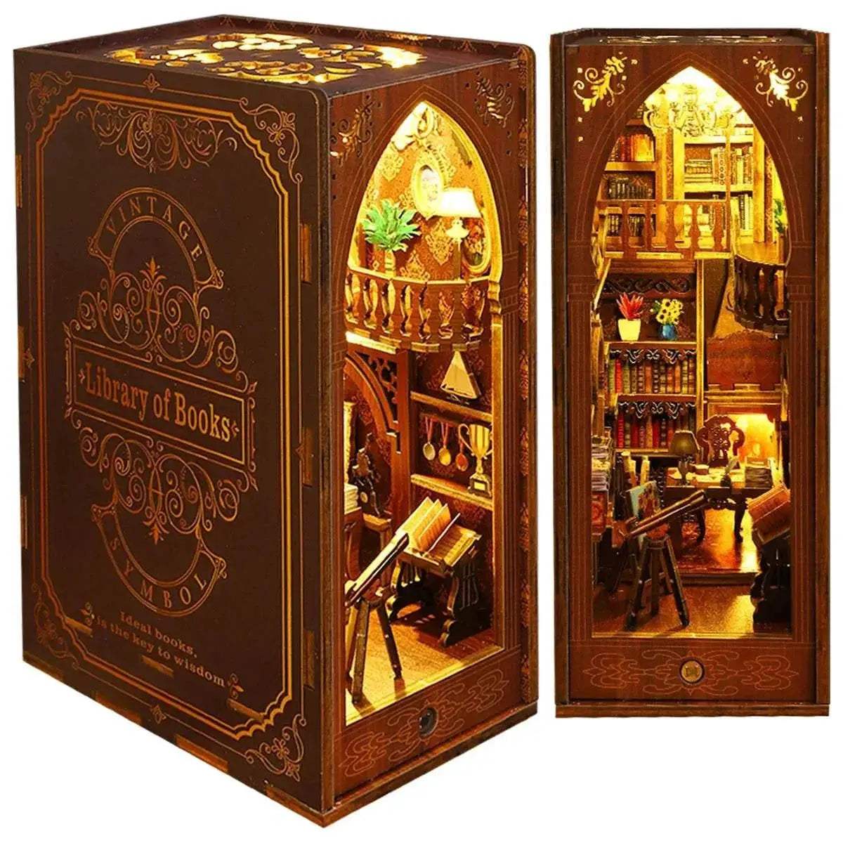  Enchanting 3D Wooden Book Nook Set with Sensor Light - Creative  -  ToylandEU™