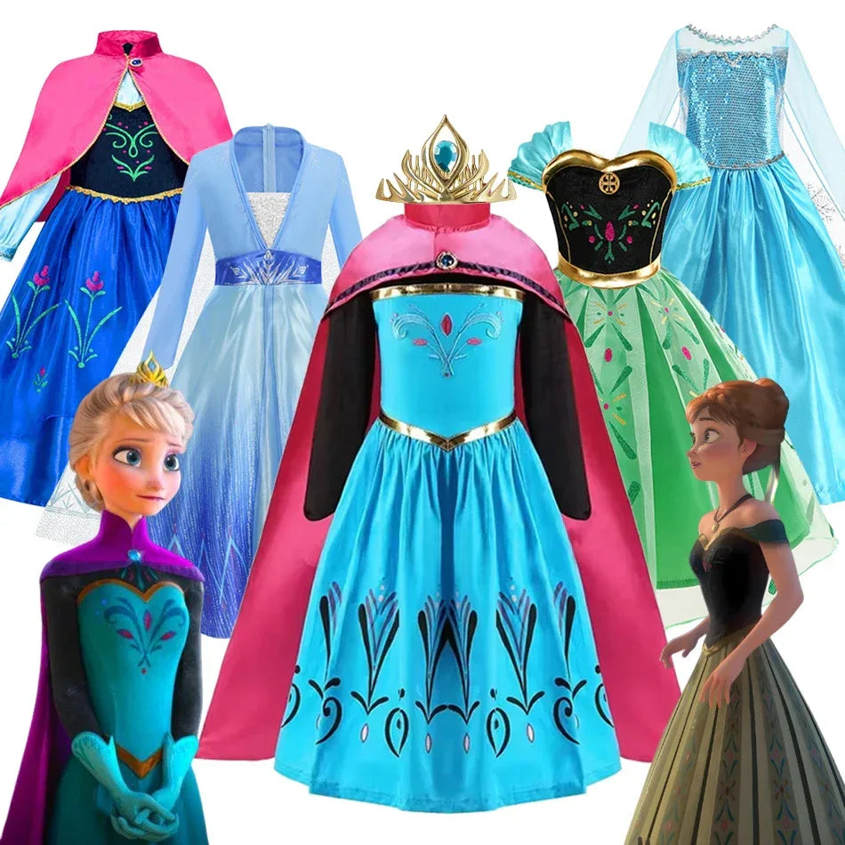 Enchanting Disney Princess Costume Anna Elsa Dress For Girls Ages 2 To 10 - ToylandEU