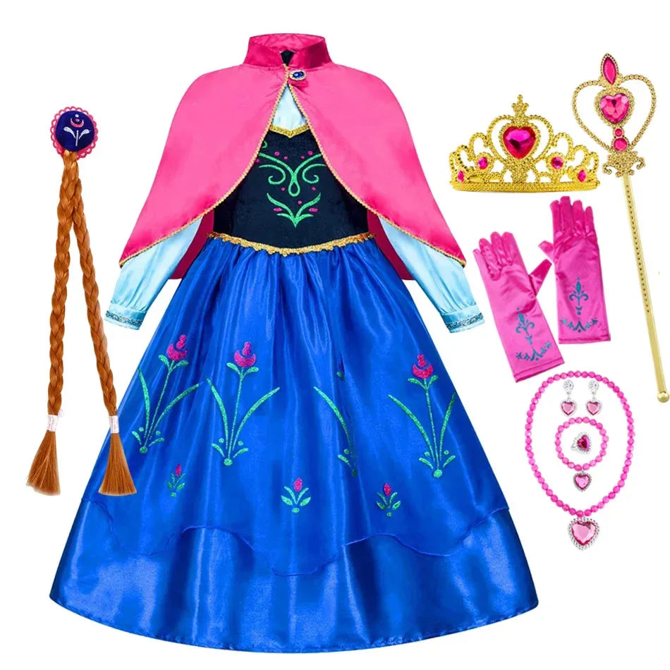 Enchanting Disney Princess Costume Anna Elsa Dress For Girls Ages 2 To 10 - ToylandEU