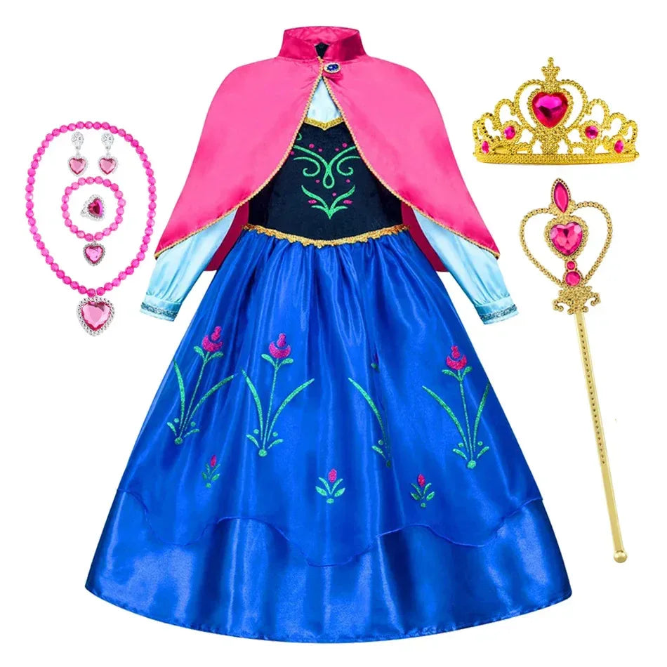 Enchanting Disney Princess Costume Anna Elsa Dress For Girls Ages 2 To 10 - ToylandEU