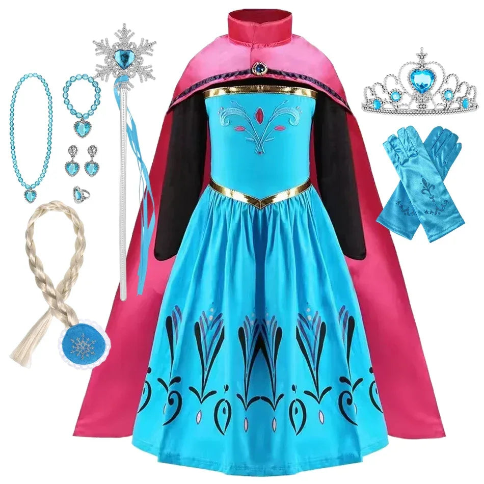Enchanting Disney Princess Costume Anna Elsa Dress For Girls Ages 2 To 10 - ToylandEU