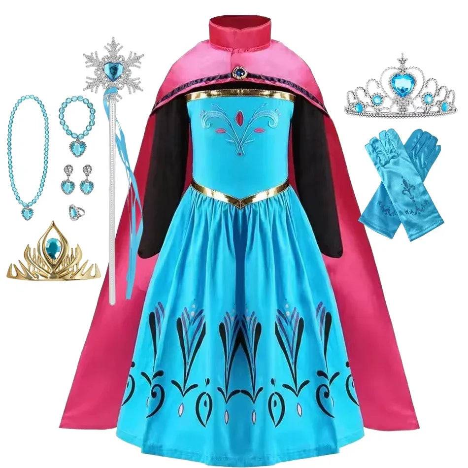 Enchanting Disney Princess Costume Anna Elsa Dress For Girls Ages 2 To 10 - ToylandEU